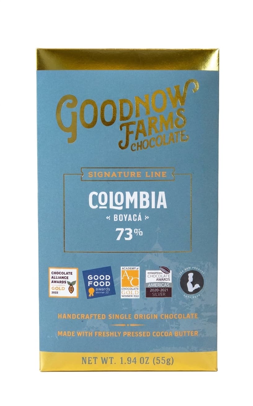 Boyaca Colombia 73% 73% dark bar packaging by Goodnow Farms