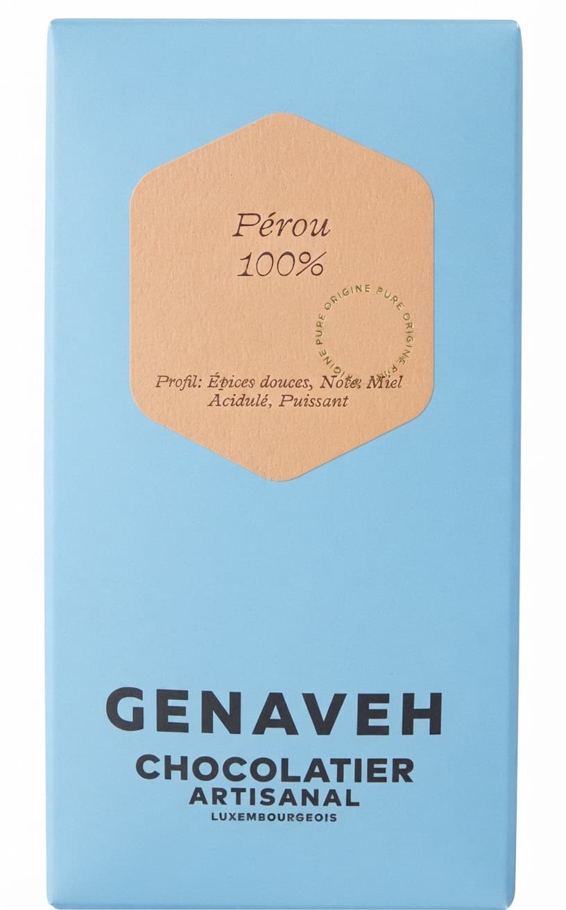 Pérou 100% 100% dark bar packaging by Genaveh