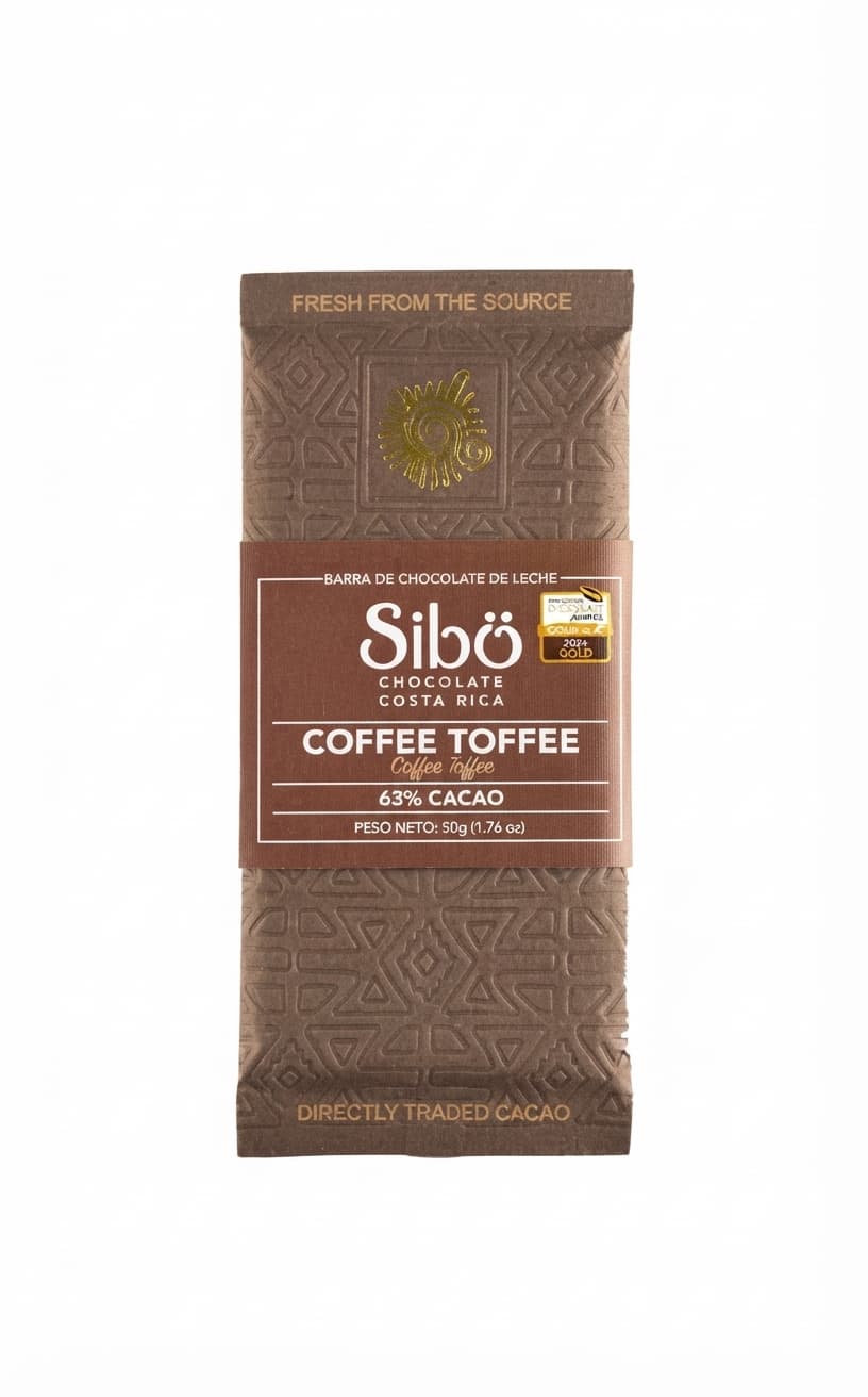 Coffee Toffee 63% 63% milk bar packaging by Sibö Chocolate