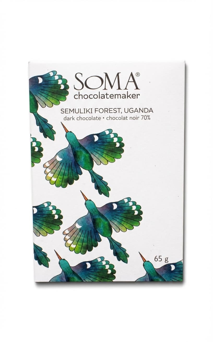 Semuliki Forest 70% dark bar packaging by SOMA
