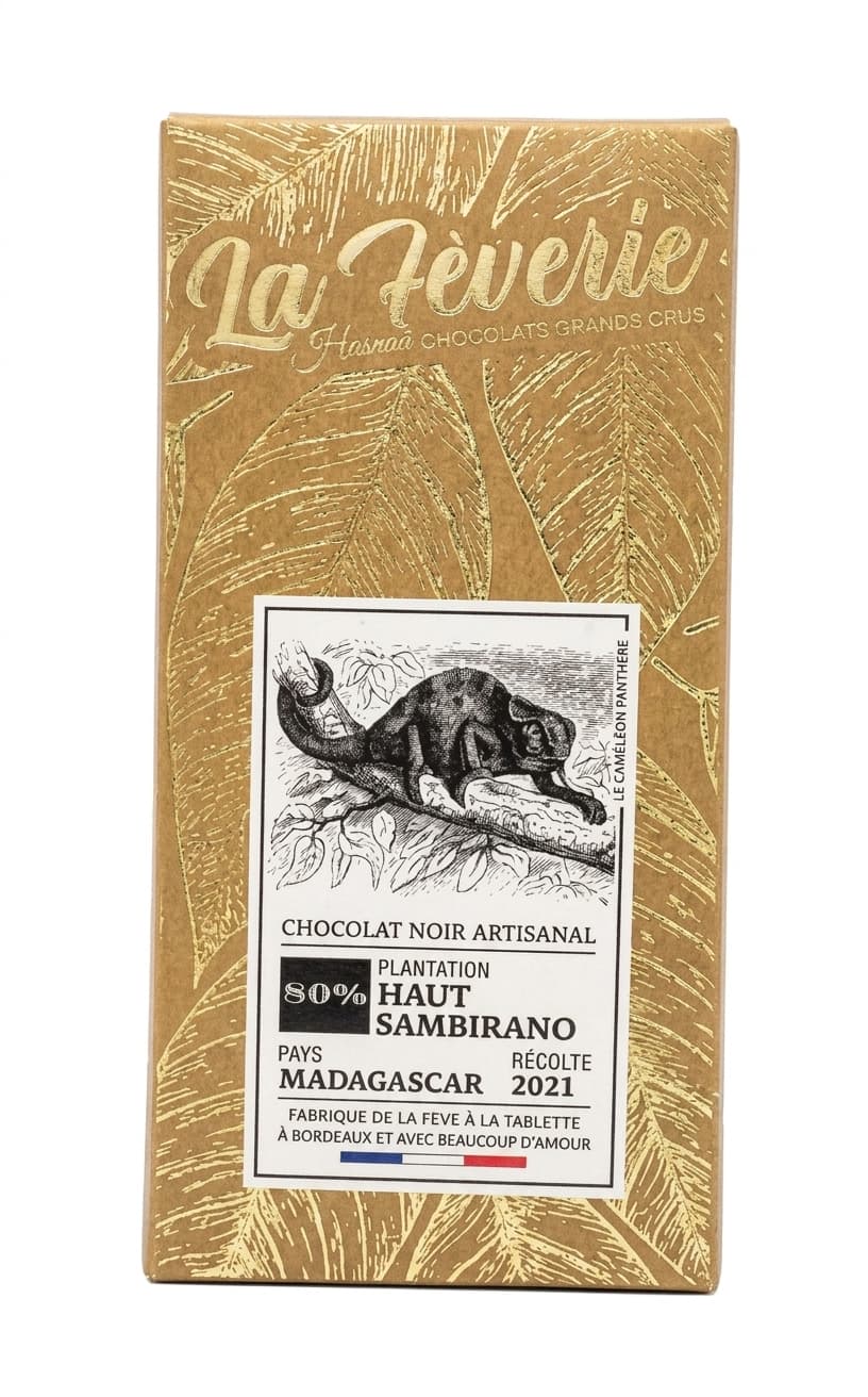 Haut Sambirano 80% 80% dark bar packaging by Hasnaâ Chocolats