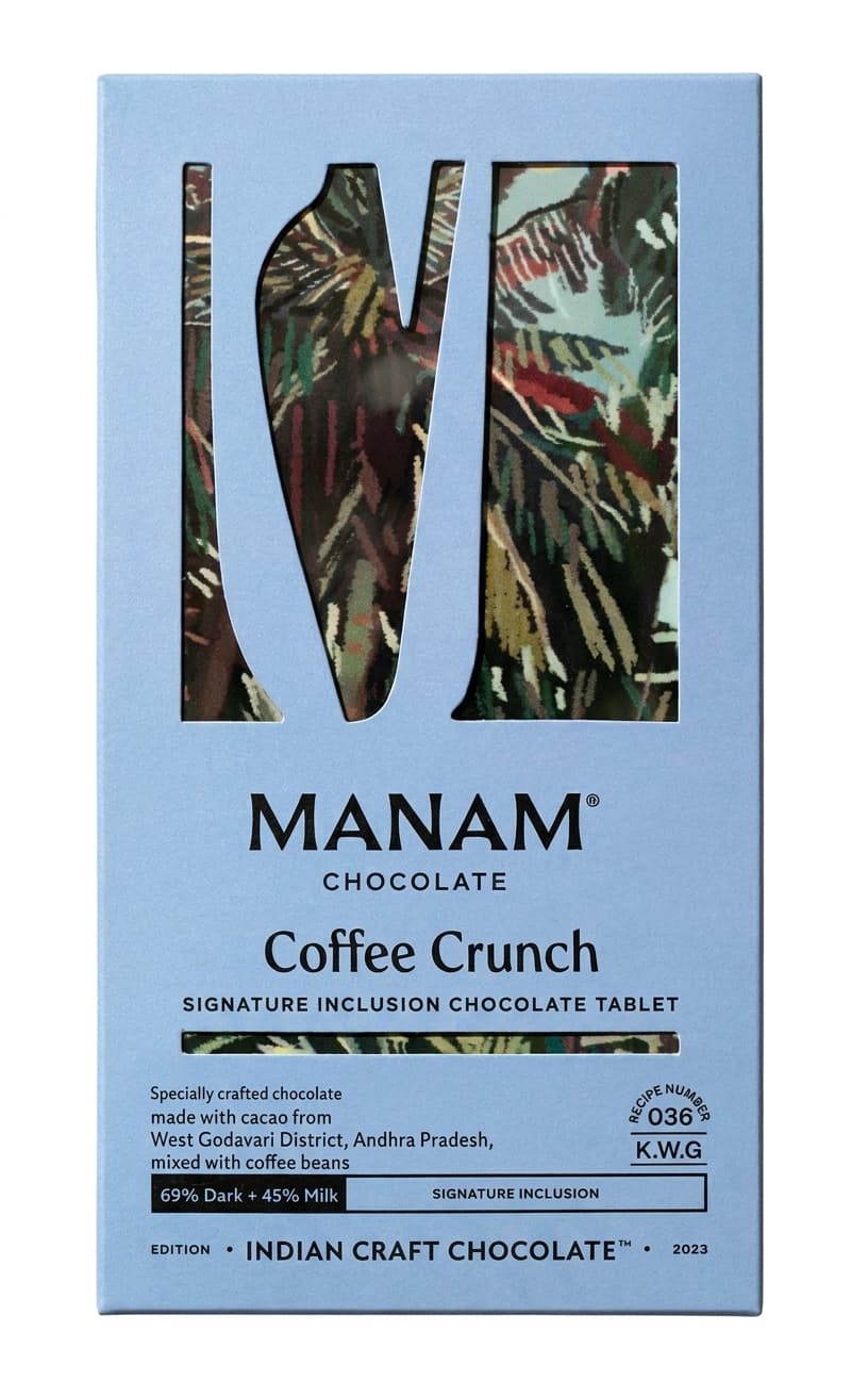 Coffee Crunch 69% 69% dark bar packaging by Manam