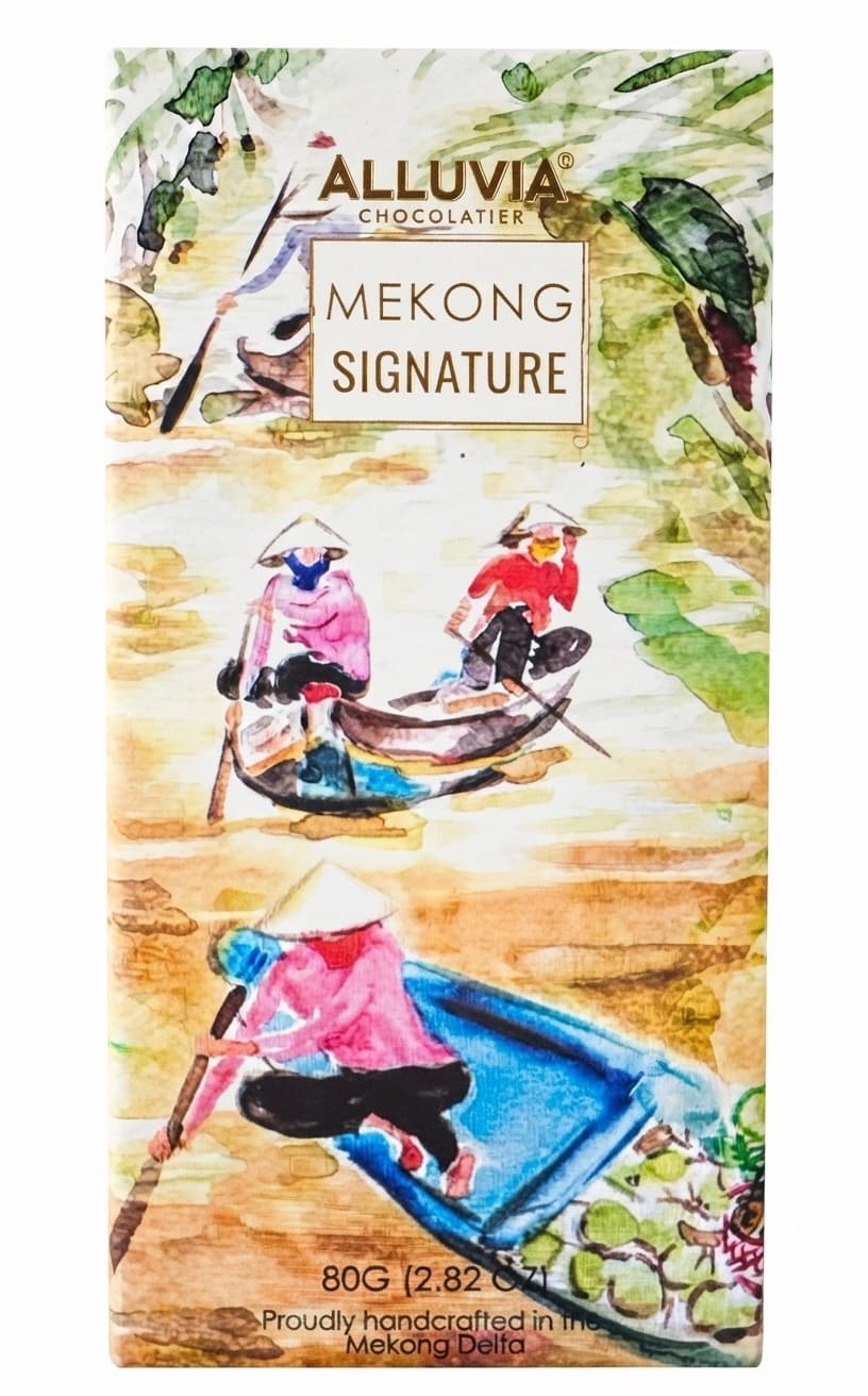 Mekong Signature 70% dark bar packaging by Alluvia