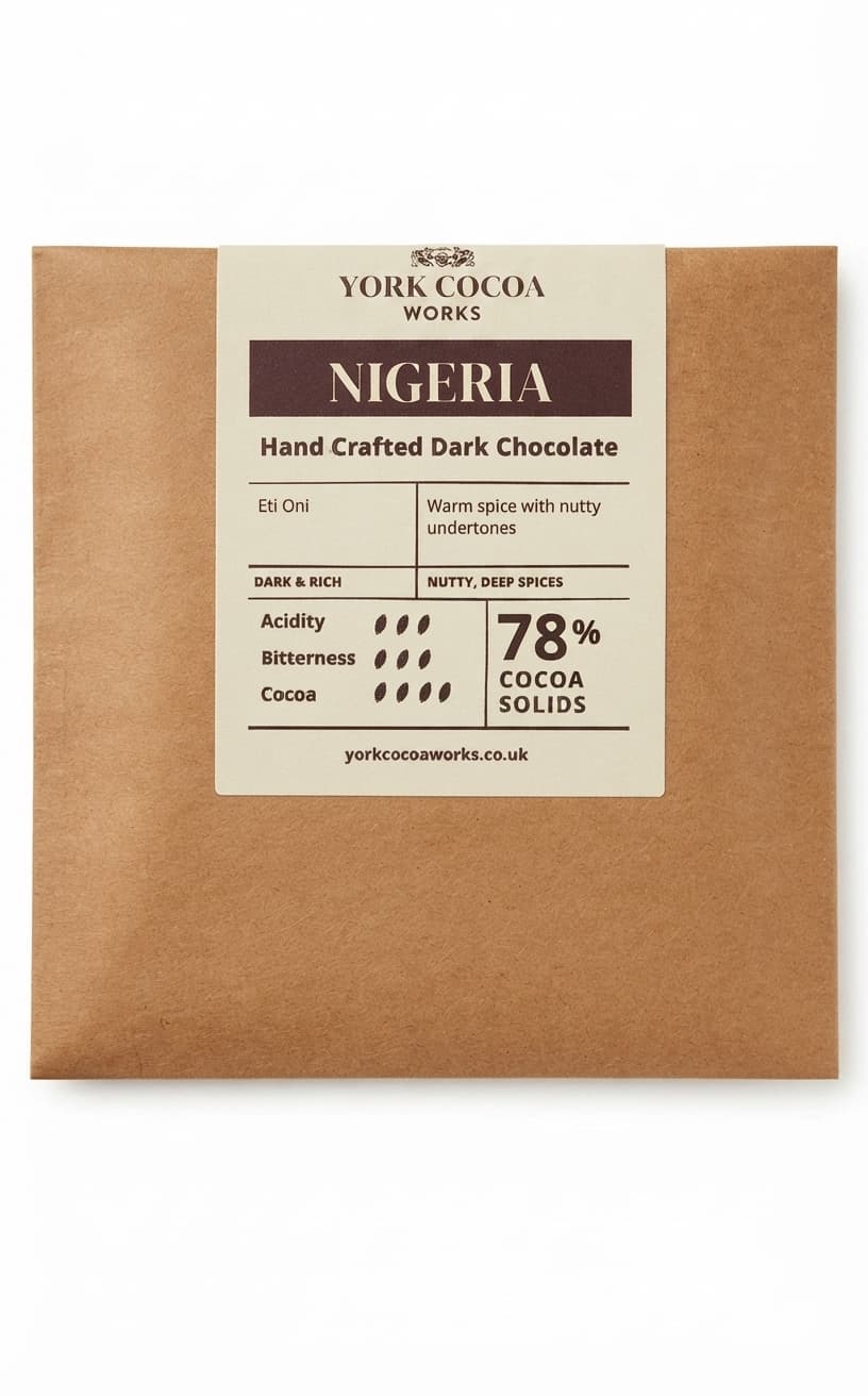 Nigeria 78% 78% dark bar packaging by York Cocoa Works