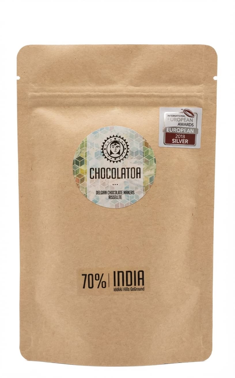 70% Idukki Hills 70% dark bar packaging by Chocolatoa