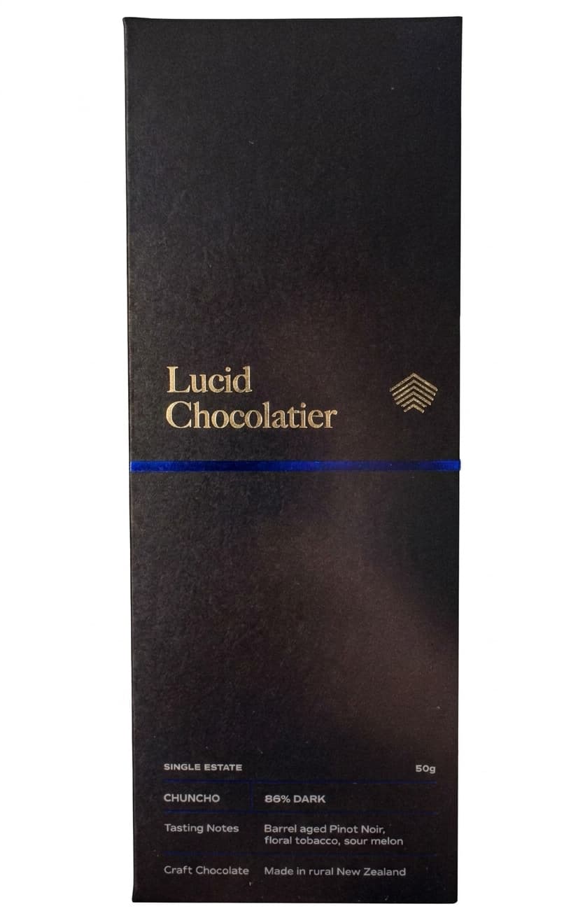 Chuncho 86% Dark 86% dark bar packaging by Lucid Chocolatier