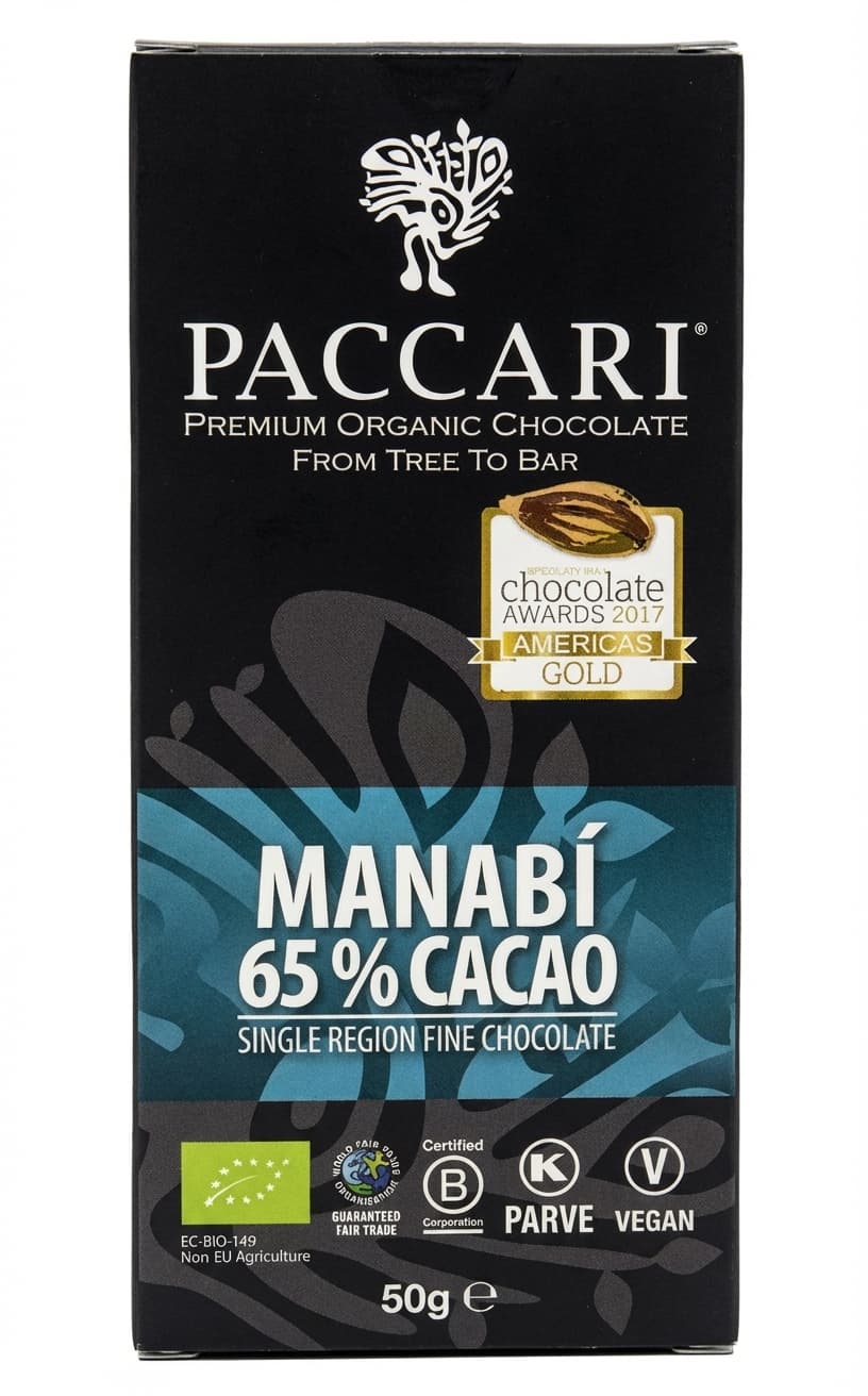 Manabí 65% Cacao 65% dark bar packaging by Paccari