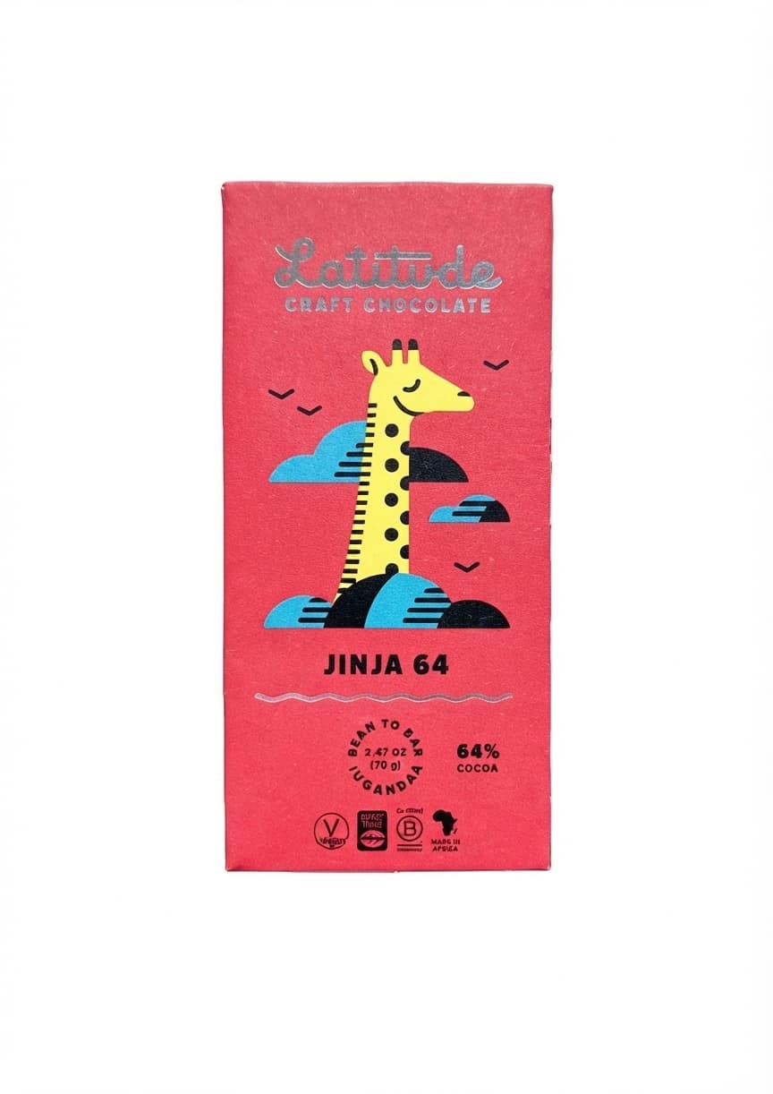Jinja 64% 64% dark bar packaging by Latitude