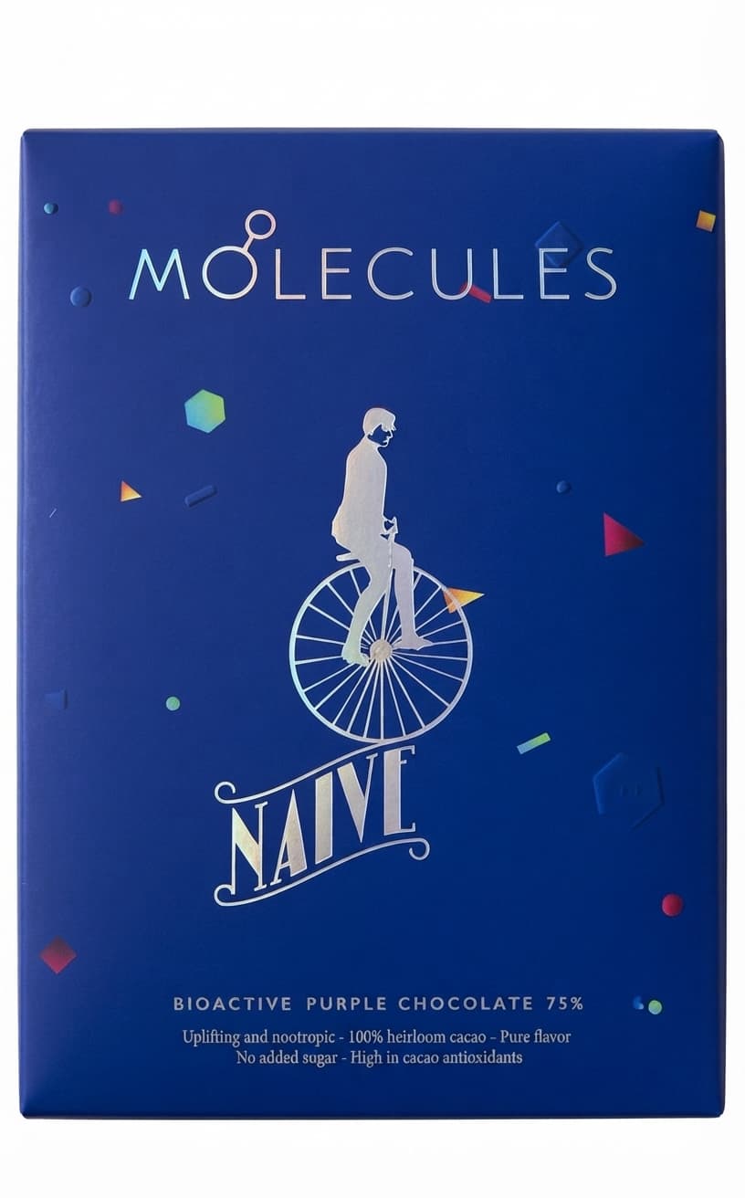 Molecules 75%, Sugar Free 75% dark bar packaging by Naive