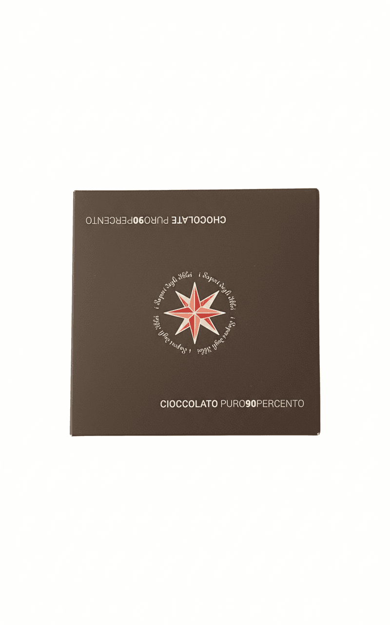 Cioccolato artigianale 90% Puro 90% dark bar packaging by i Sapori degli Iblei
