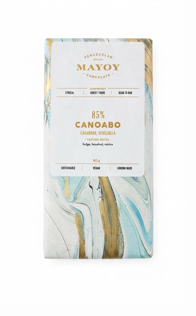 Canoabo 85% 85% dark bar packaging by Mayoy Cacao