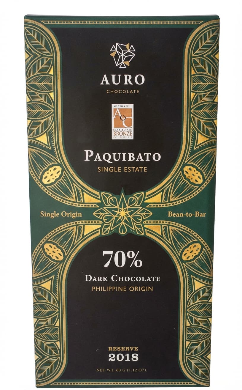 Paquibato Single Estate Reserve 2018 70% dark bar packaging by AURO