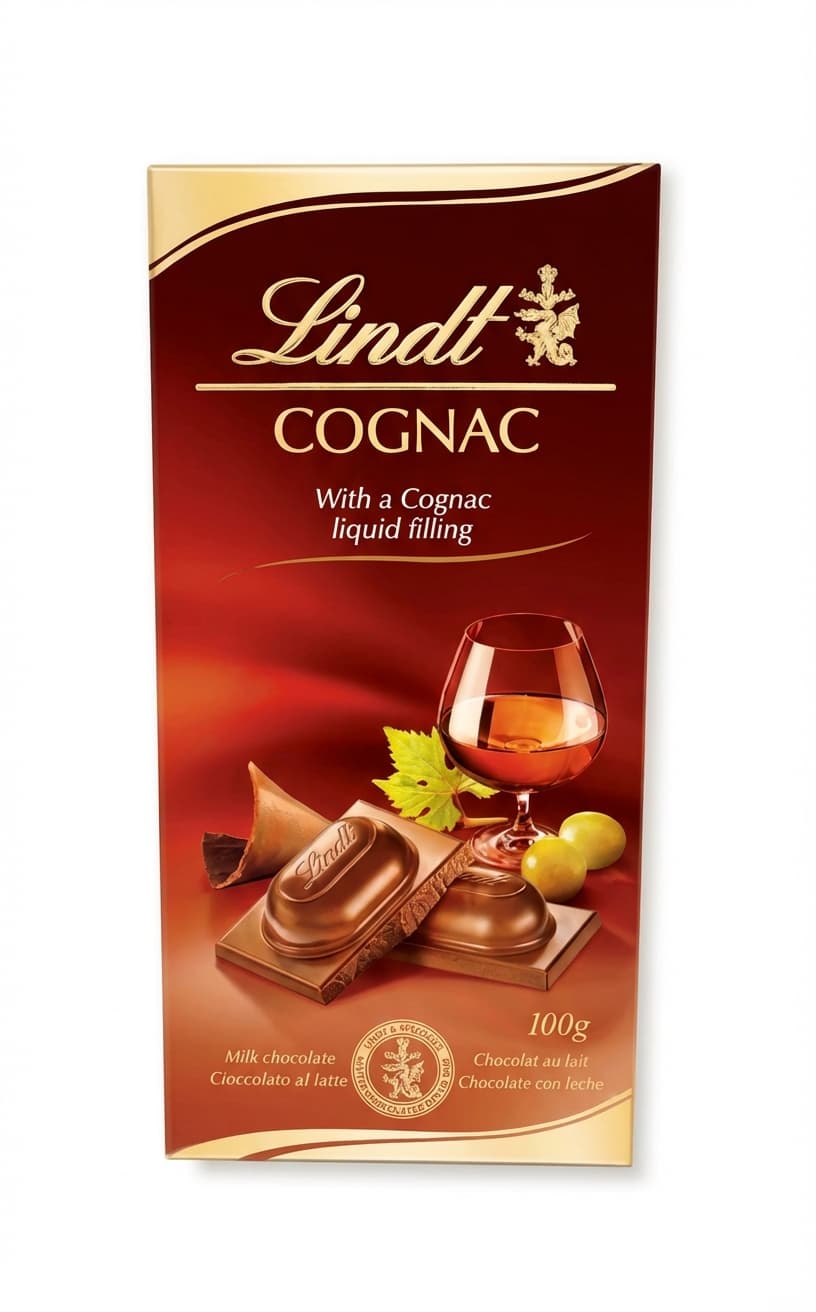 Cognac 31% milk bar packaging by Lindt