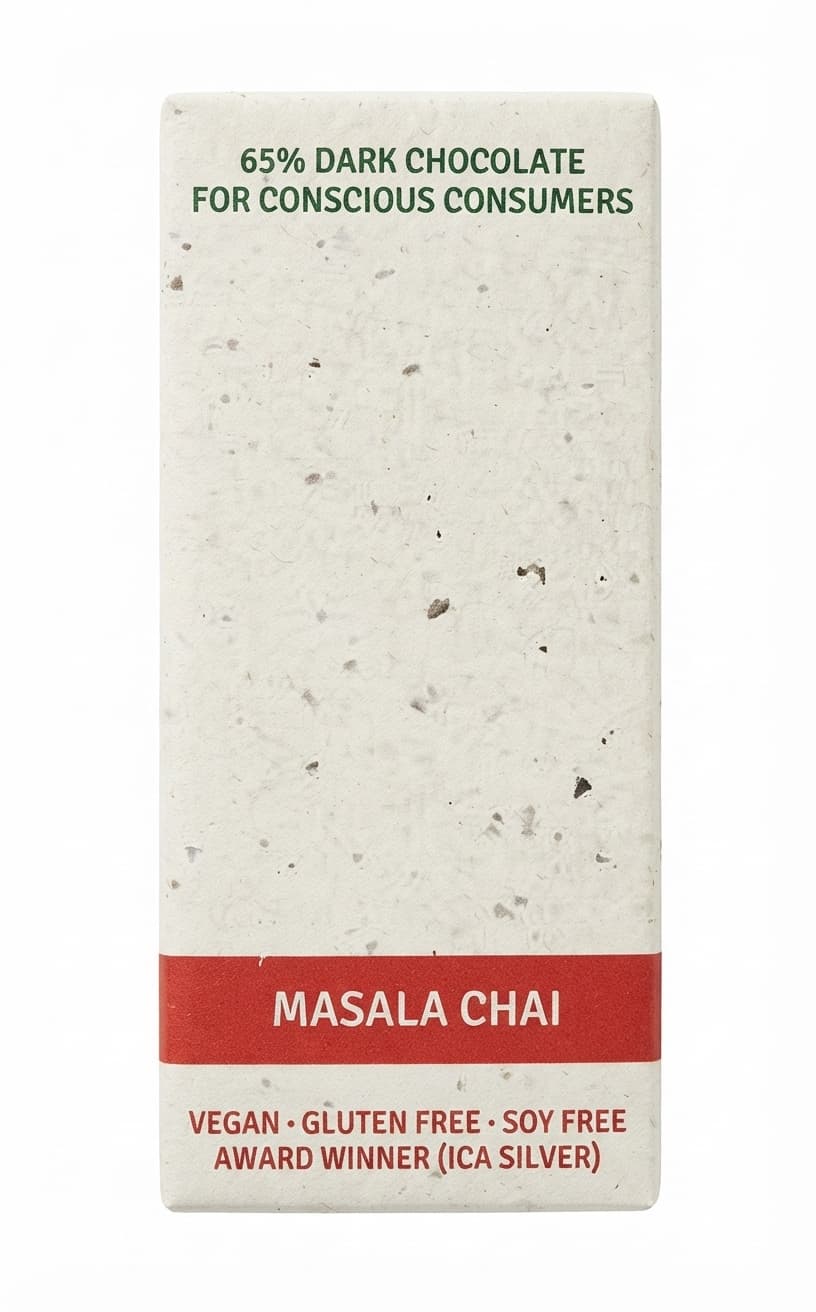 Masala Chai 65% 65% dark bar packaging by Kocoatrait