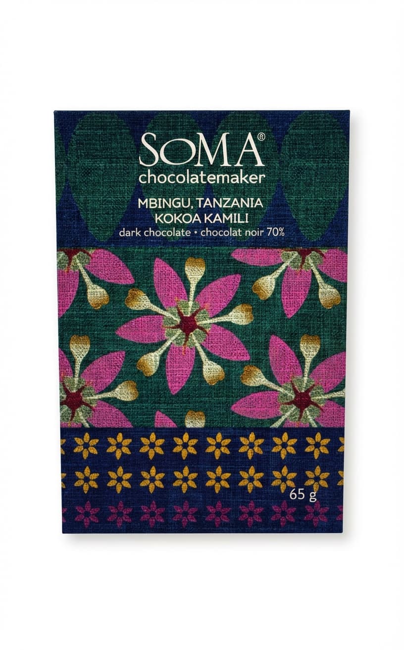 Mbingu, Tanzania 70% 70% dark bar packaging by SOMA