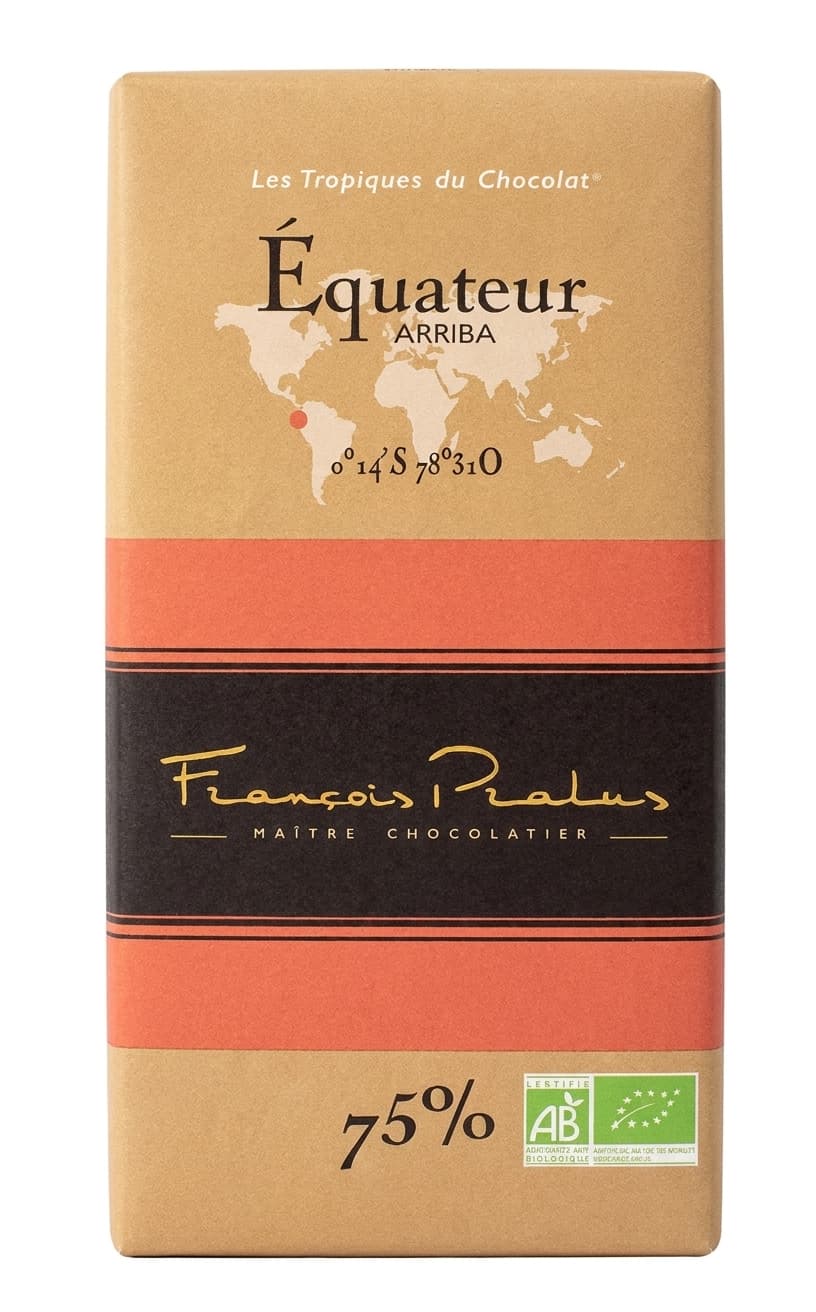 Équateur Arriba 75% 75% dark bar packaging by François Pralus