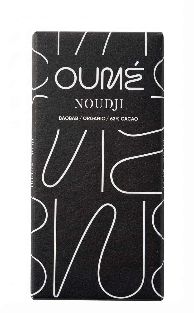 Noudji 62% 62% dark bar packaging by Oumé