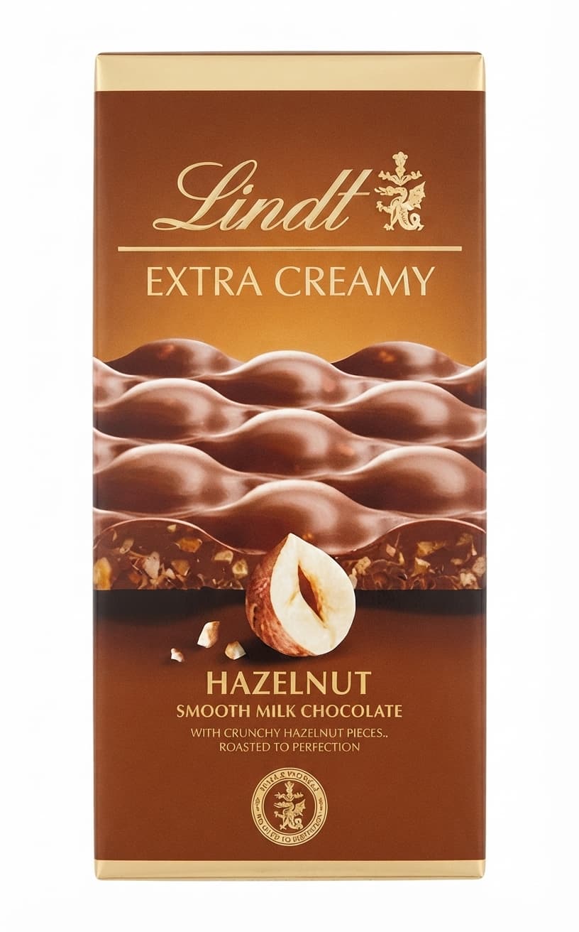 Extra Creamy Hazelnut null% milk bar packaging by Lindt