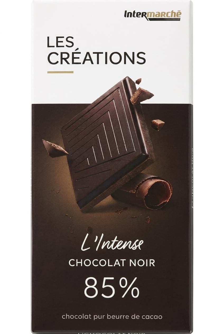 L'Intense 85% 85% dark bar packaging by Intermarché