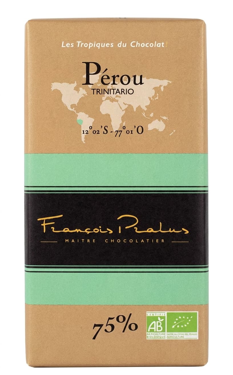 Pérou 75% 75% dark bar packaging by François Pralus