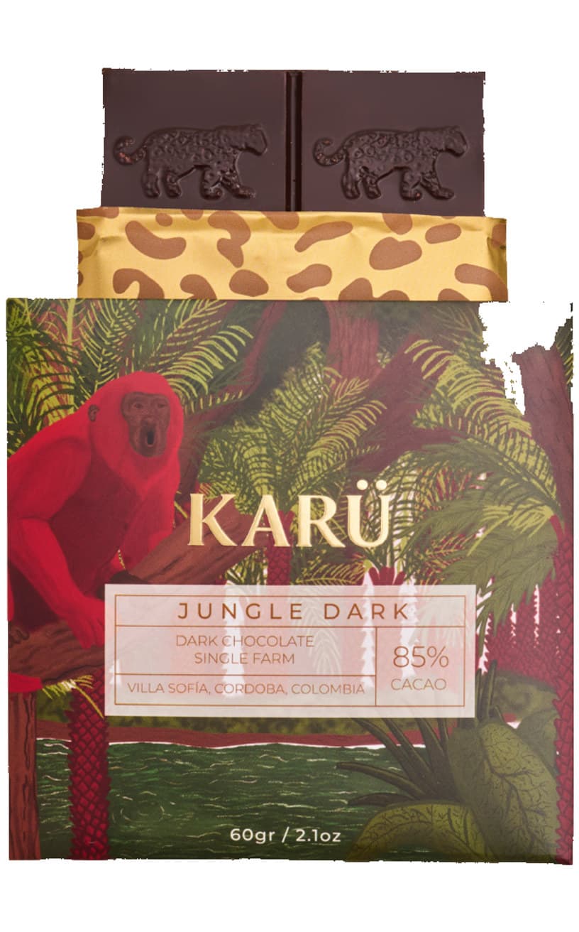 Jungle Dark 85% 85% dark bar packaging by KARÜ