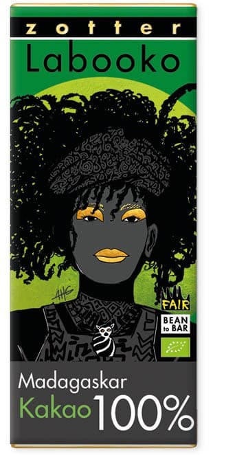 Labooko Madagascar 100% 100% dark bar packaging by Zotter