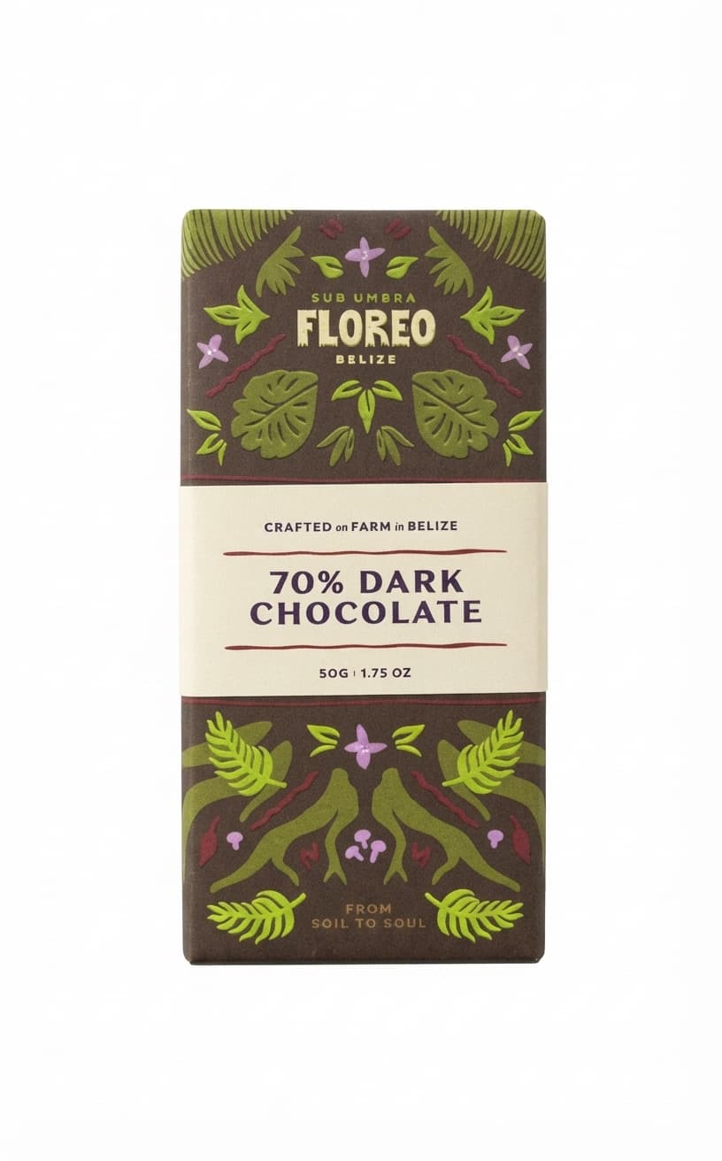 Belize 70% 70% dark bar packaging by Floreo Belize