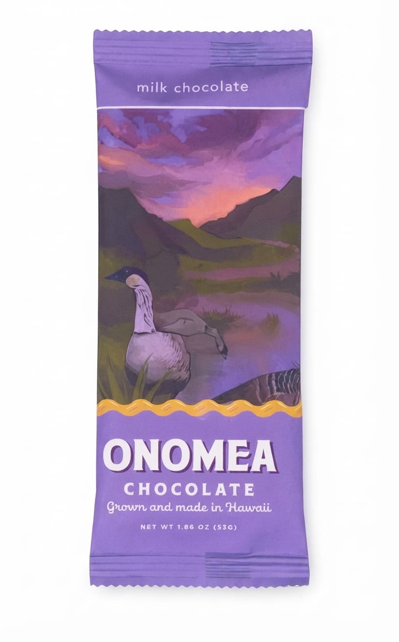 Onomea Milk null% milk bar packaging by Lonohana Estate Chocolate