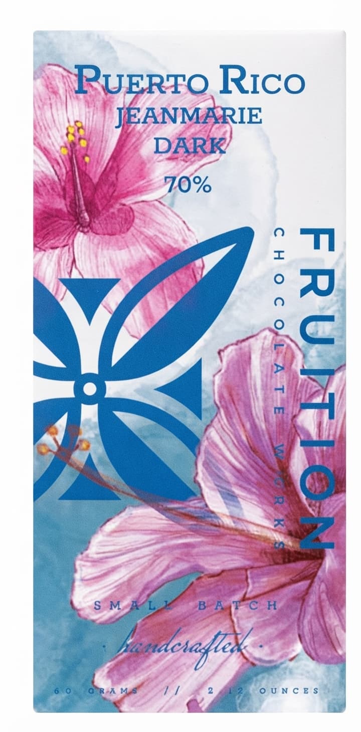 Puerto Rico Jeanmarie 70% 70% dark bar packaging by Fruition