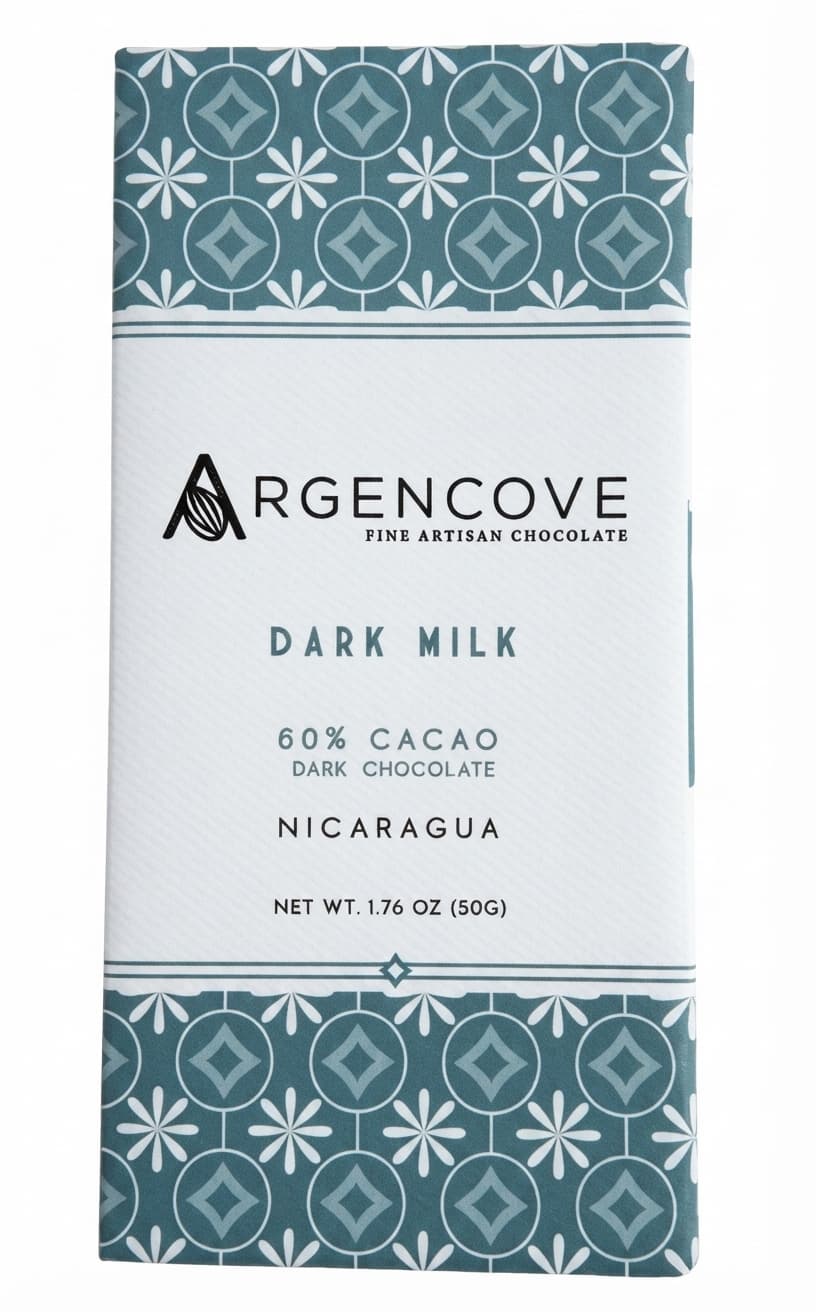 Dark Milk 60% 60% milk bar packaging by Argencove