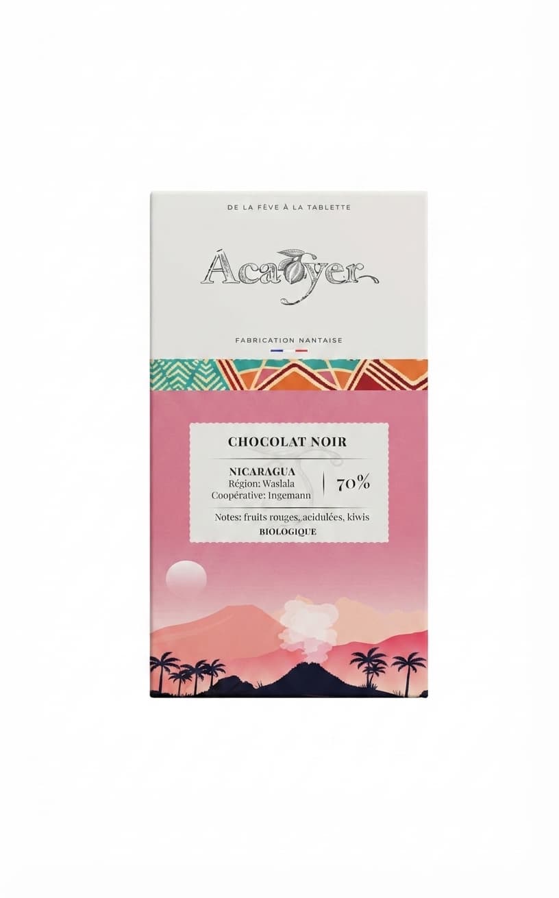 Nicaragua Waslala 70% 70% dark bar packaging by Acaoyer