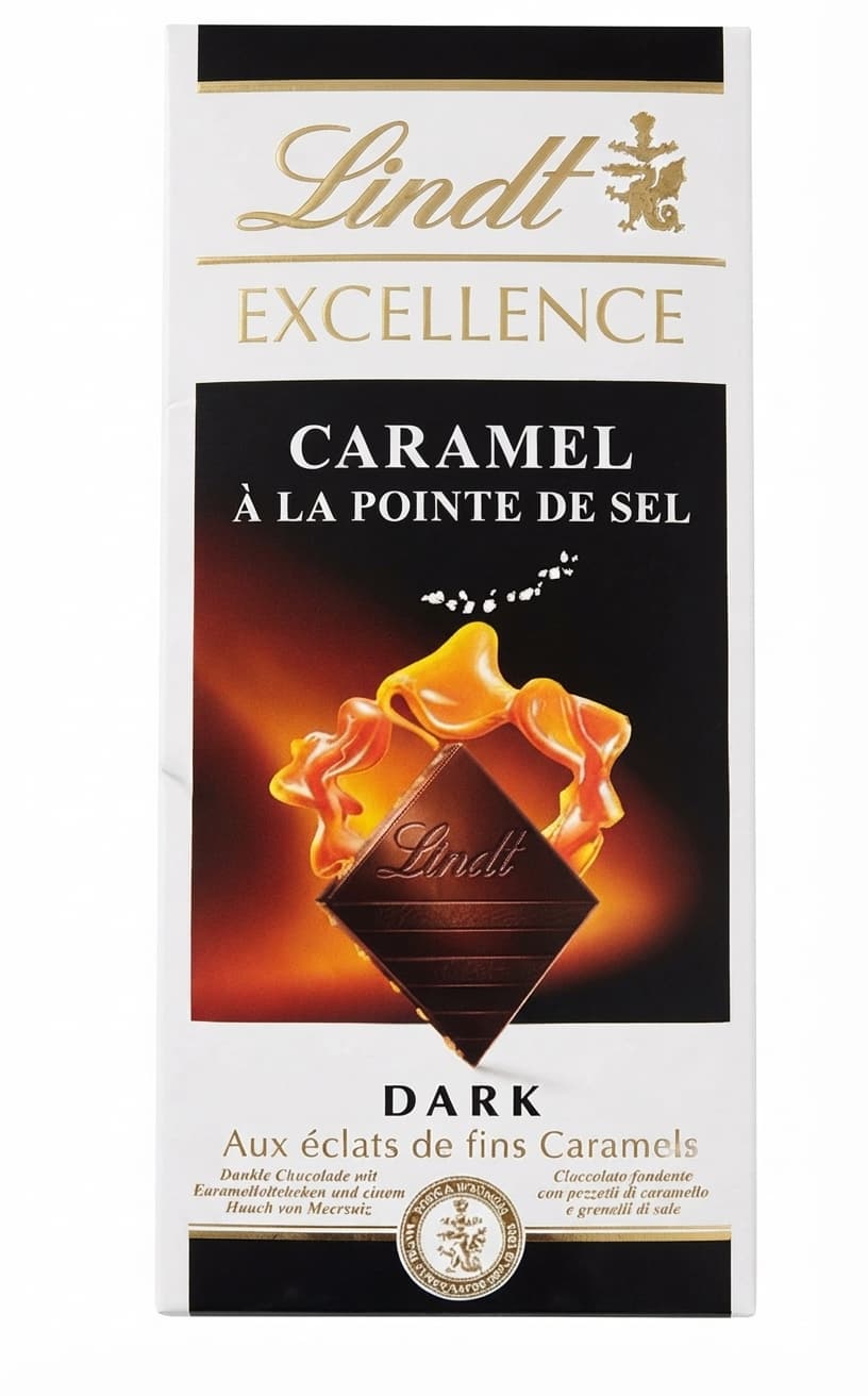 Excellence Caramel 47% dark bar packaging by Lindt