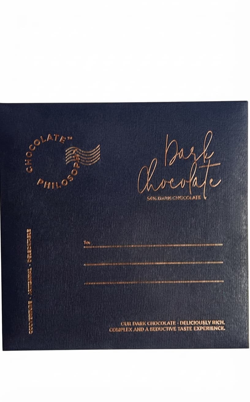 Dark Chocolate 54% 54% dark bar packaging by Chocolate Philosophy