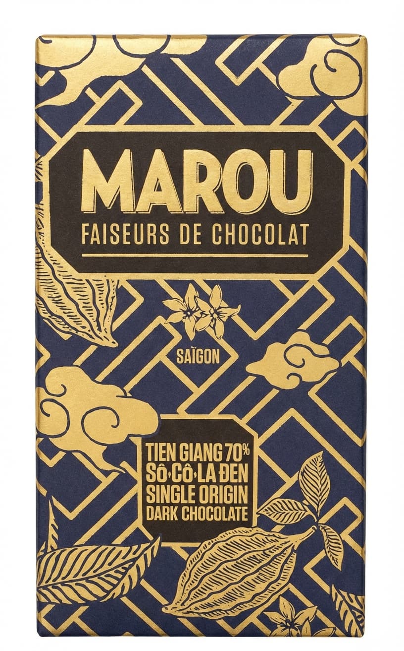 Tiền Giang 70% 70% dark bar packaging by Marou Chocolate