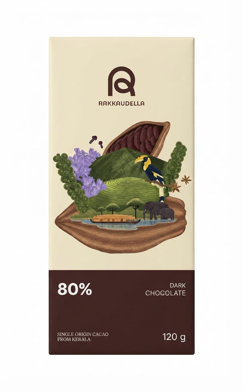 Idukki 80% 80% dark bar packaging by Rakkaudella