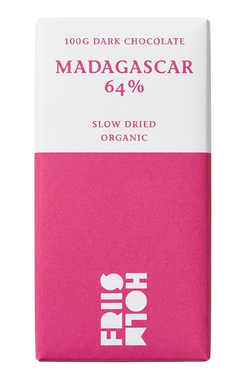 Madagascar 64% Slow dried 64% dark bar packaging by Friis Holm