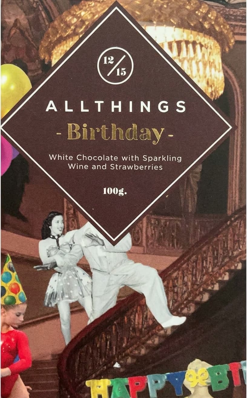 Birthday null% white bar packaging by All Things Chocolate