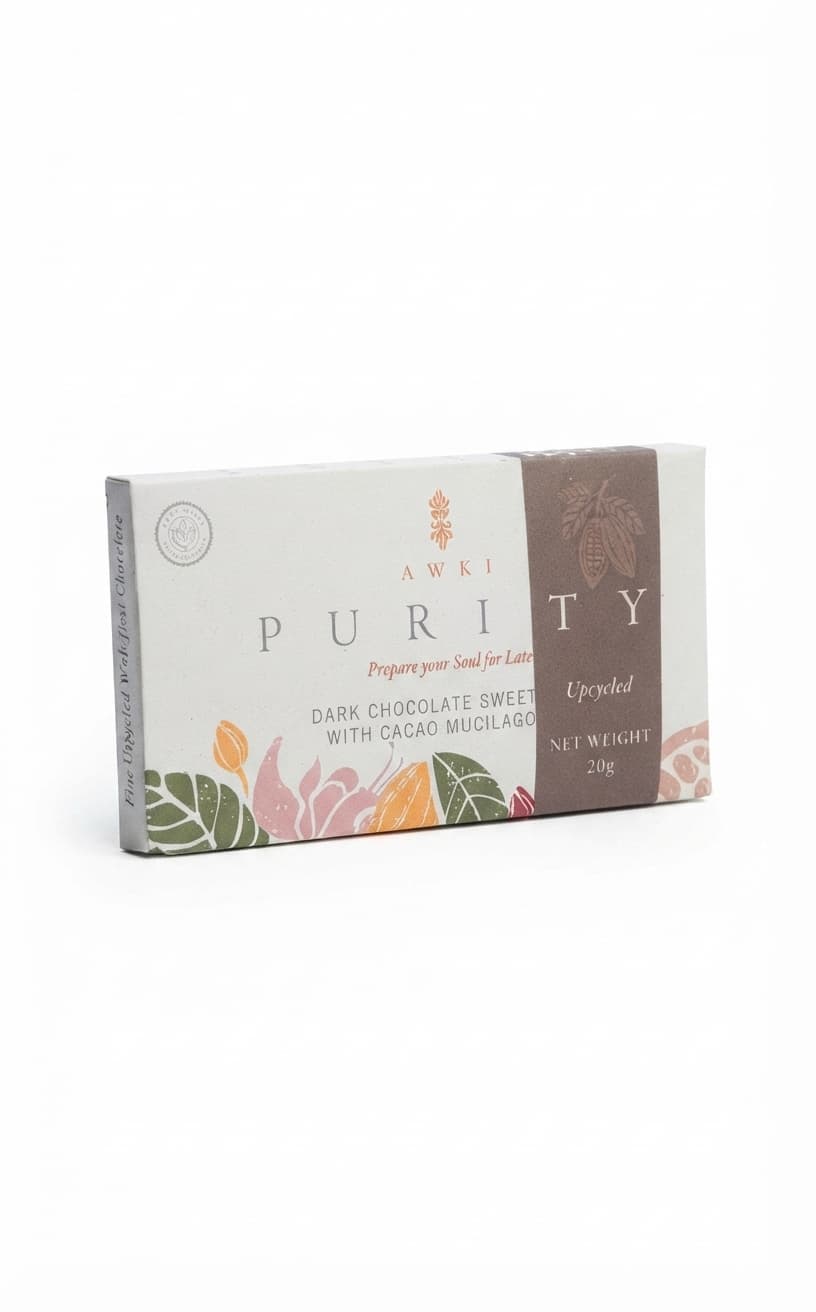 Purity Bar 50g 100% dark bar packaging by AWKI