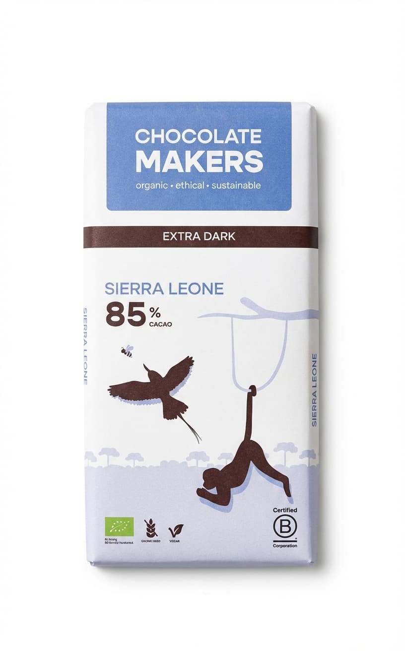 Sierra Leone 85% 85% dark bar packaging by Chocolate Makers