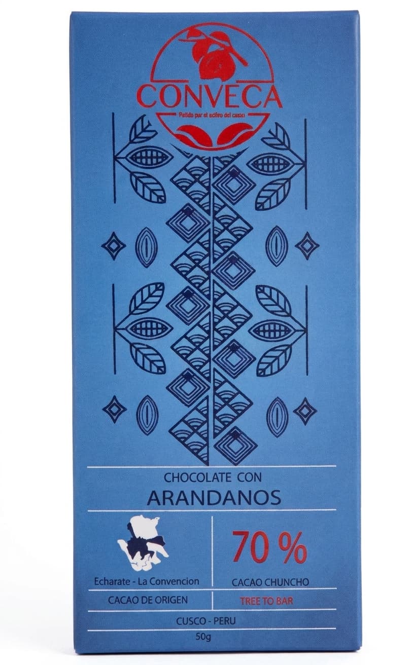 Arandanos 70% 70% dark bar packaging by Conveca