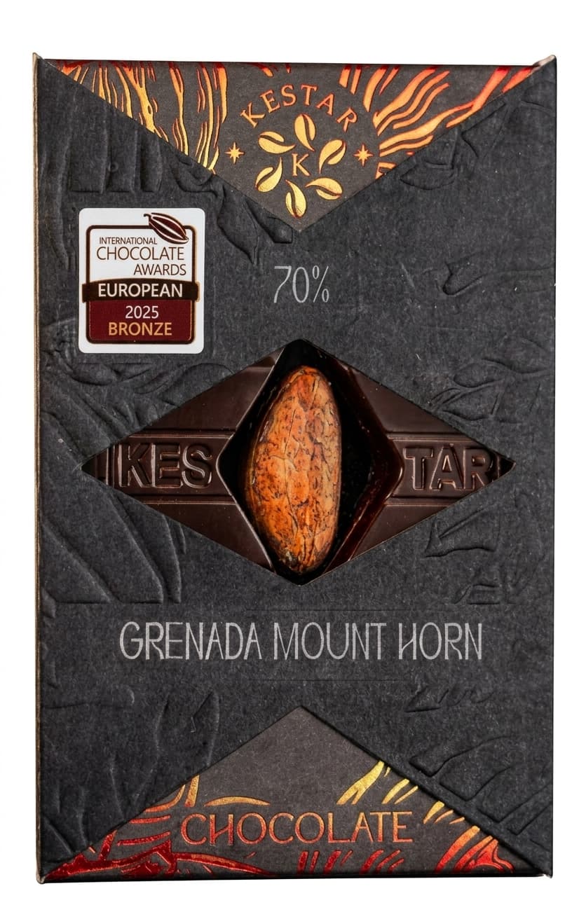 Grenada Mount Horn 70% 70% dark bar packaging by Kestar Chocolate