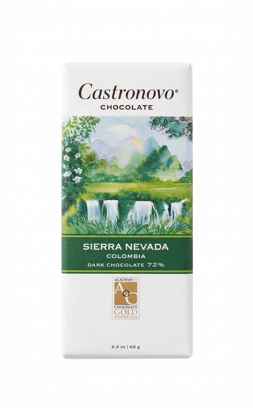 Sierra Nevada 72% 72% dark bar packaging by Castronovo