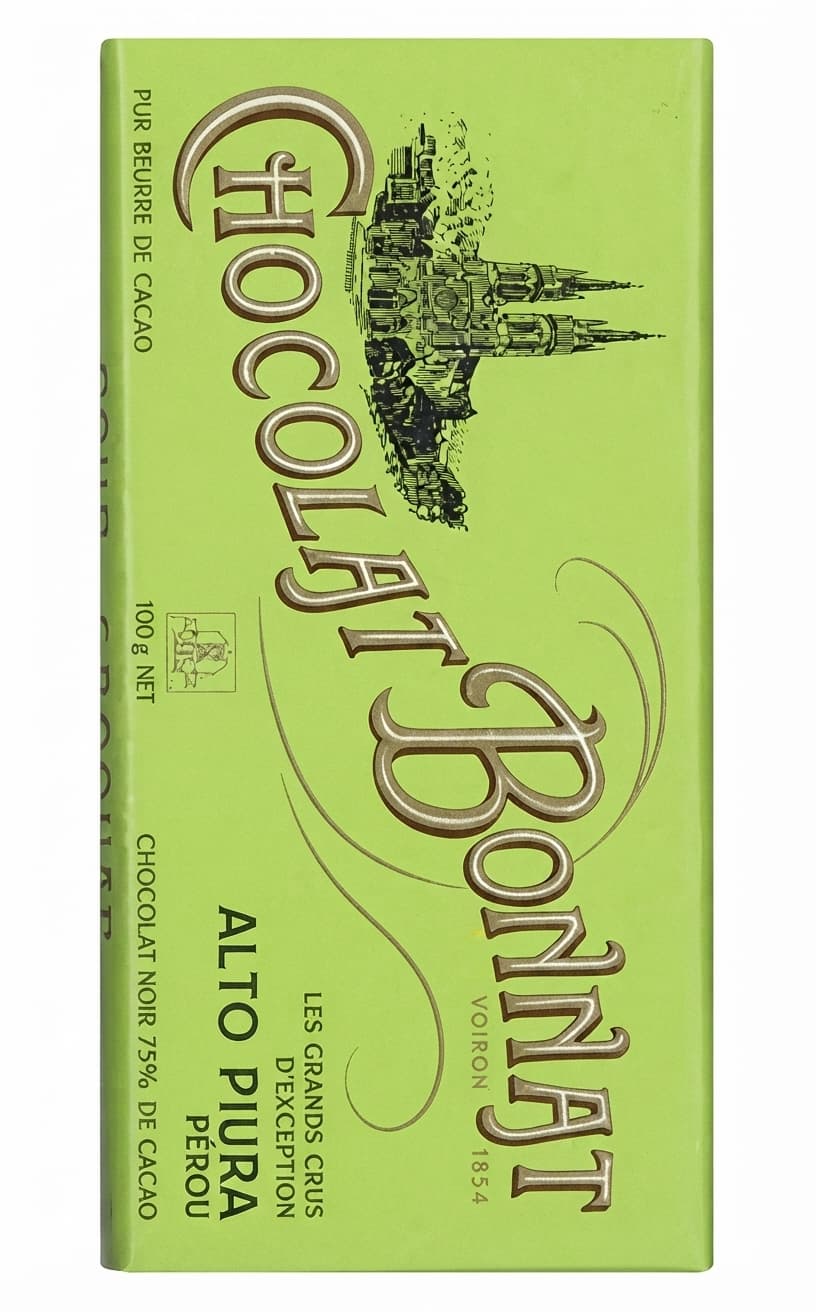 Alto Piura 75% 75% dark bar packaging by Bonnat