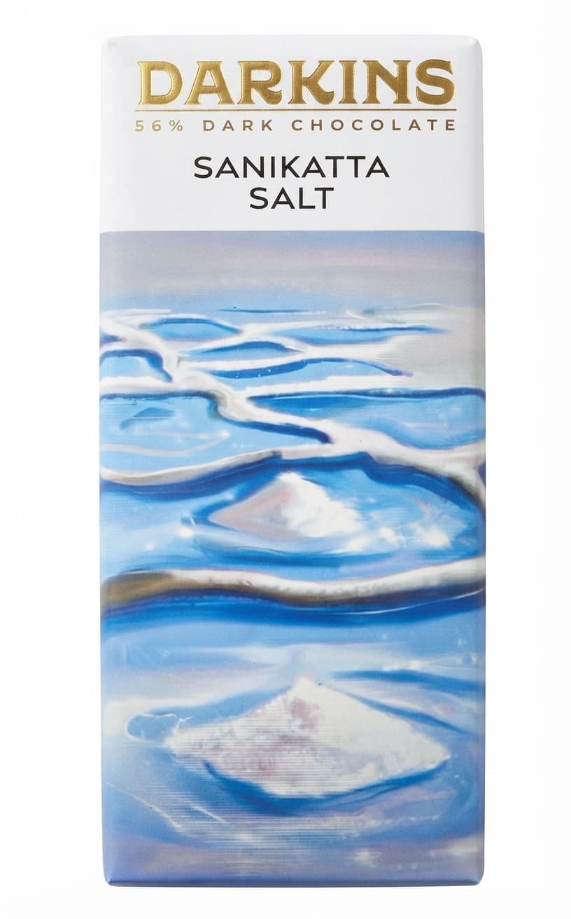 Sanikatta Salt 56% 56% dark bar packaging by Darkins