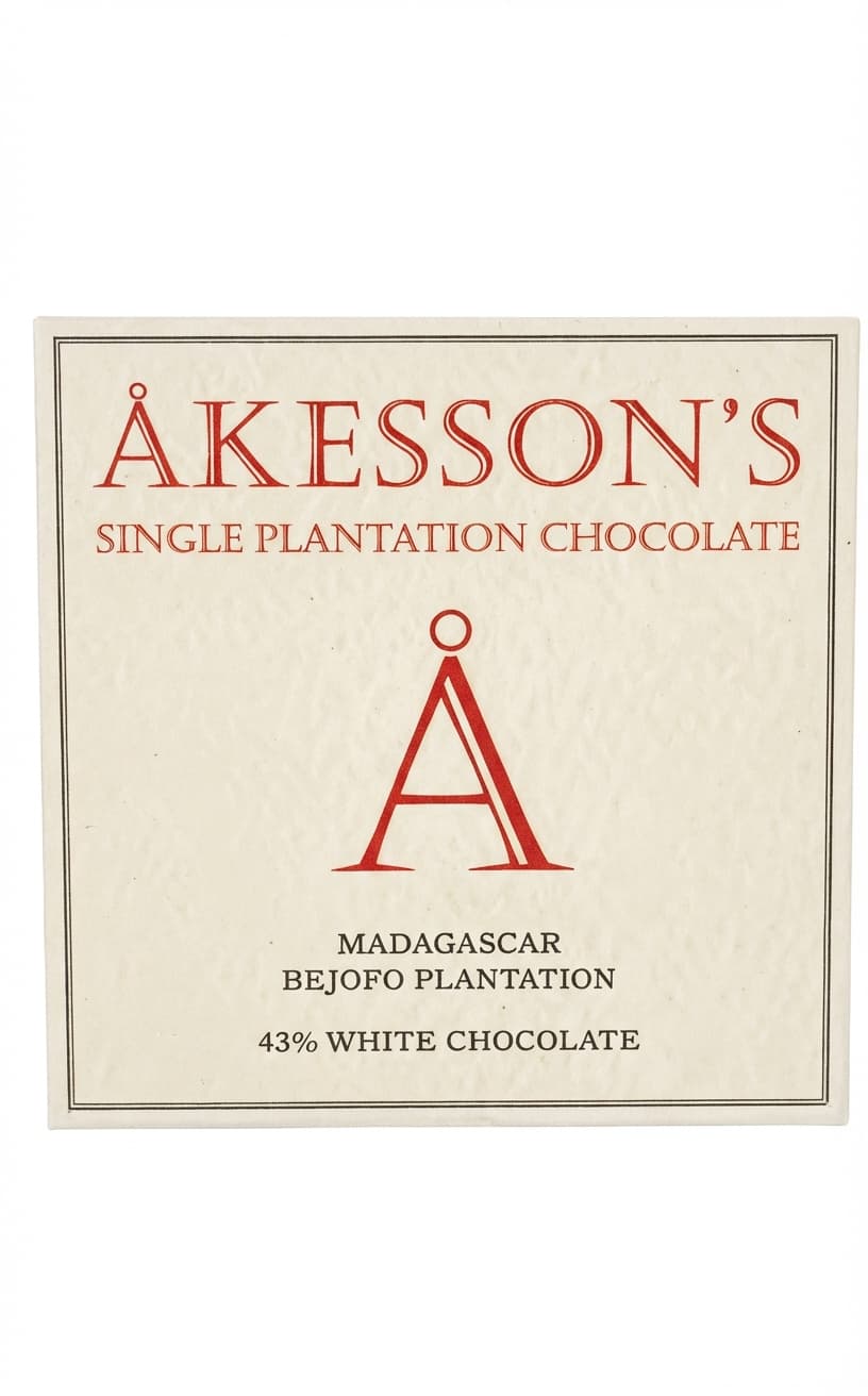 Bejofo Plantation 43% White Chocolate 43% white bar packaging by Åkesson's