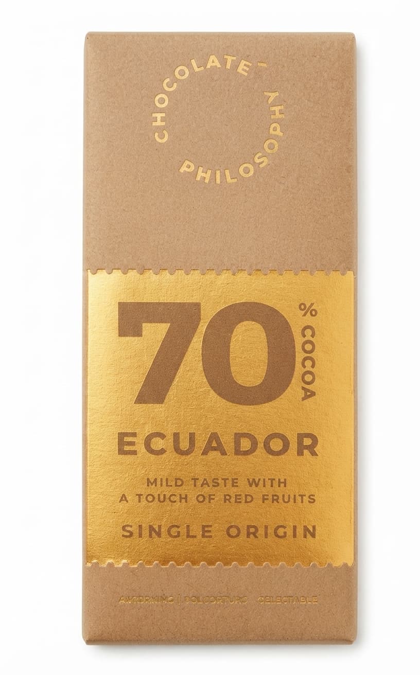 Ecuador 70% 70% dark bar packaging by Chocolate Philosophy
