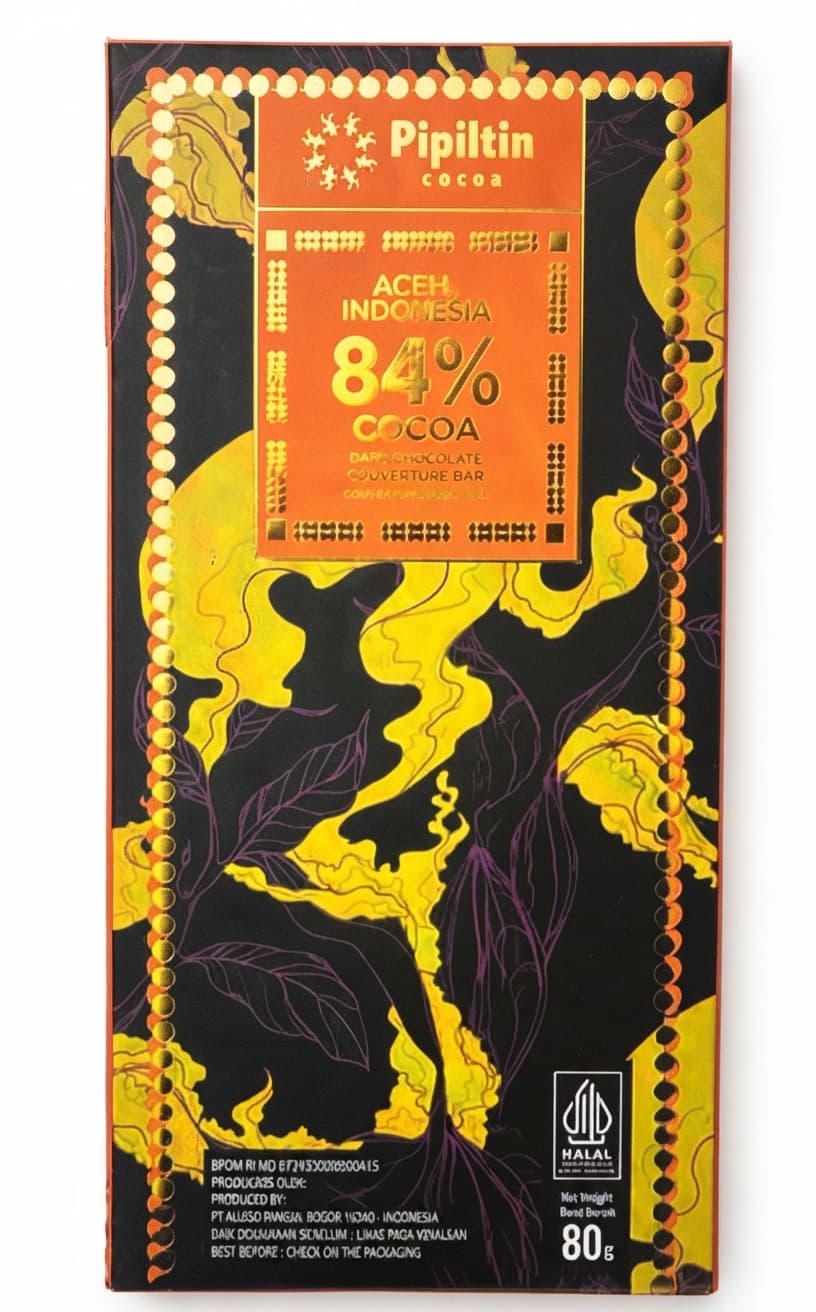 Aceh 84% 84% dark bar packaging by Pipiltin
