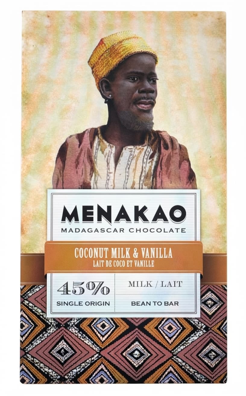 Coconut Milk & Vanilla 45% 45% milk bar packaging by Menakao