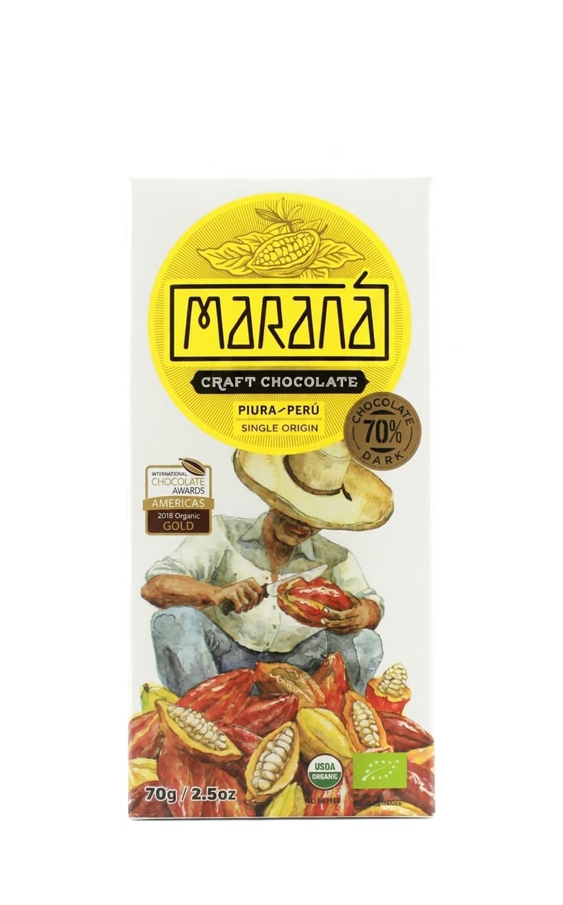 Piura 70% 70% dark bar packaging by Maraná