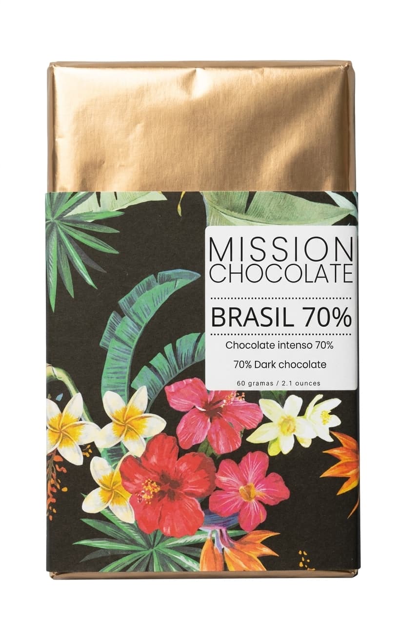 Brasil 70% 70% dark bar packaging by Mission Chocolate